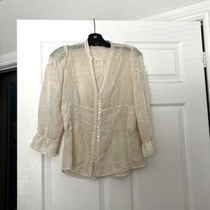 Silk top in cream by Zara